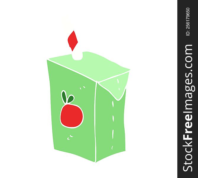 Flat Color Illustration Of A Cartoon Juice Box