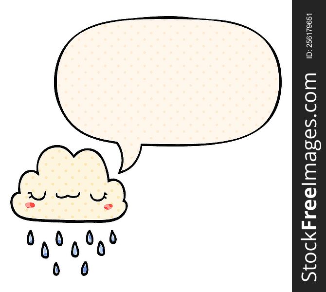 cartoon storm cloud with speech bubble in comic book style