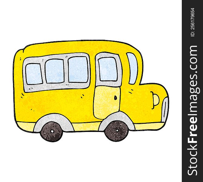 freehand textured cartoon yellow school bus