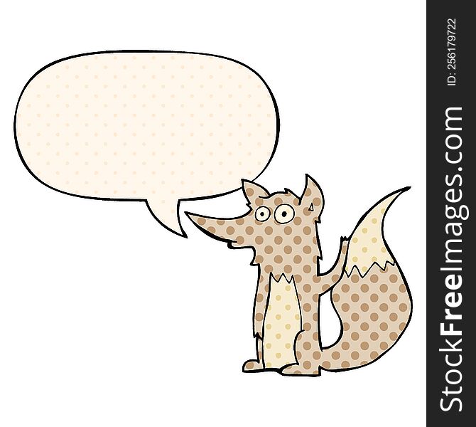 Cartoon Wolf And Speech Bubble In Comic Book Style