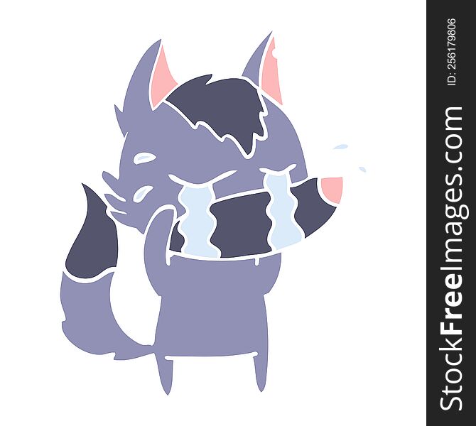 Flat Color Style Cartoon Crying Wolf