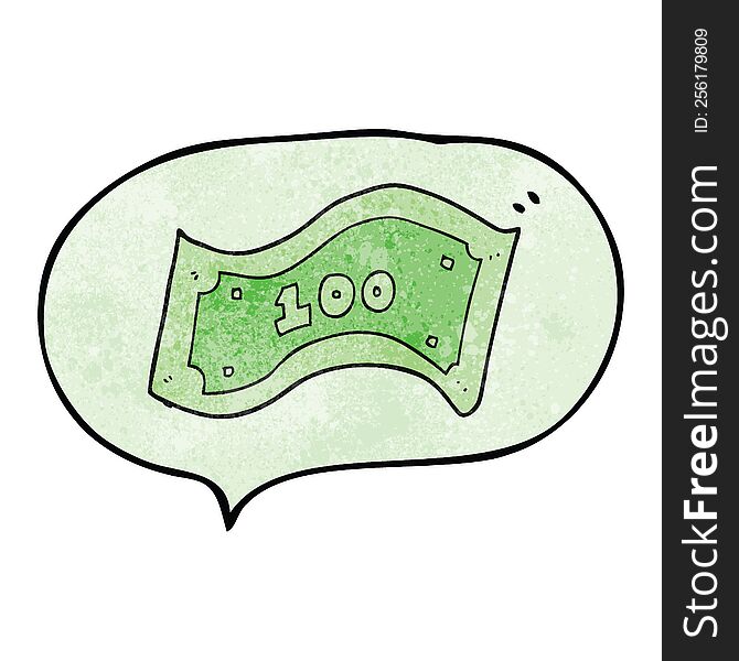 speech bubble textured cartoon 100 dollar bill