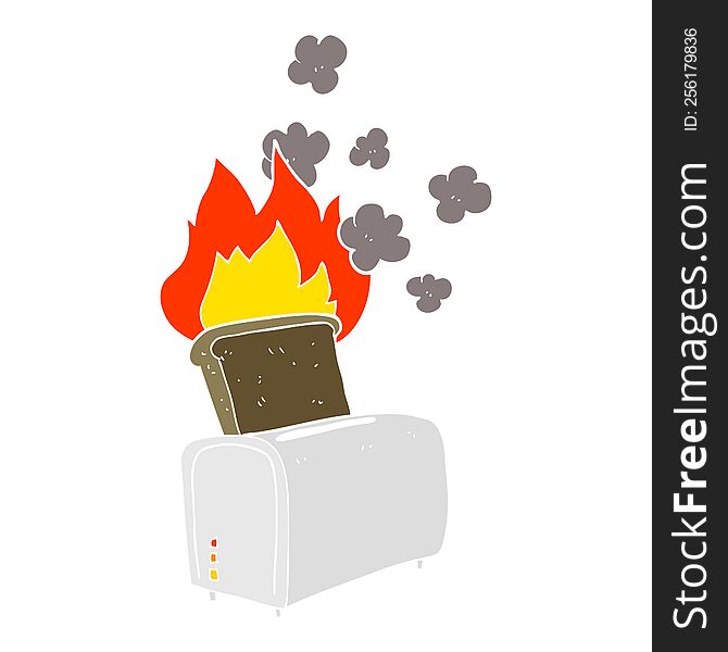 Flat Color Illustration Of A Cartoon Burnt Toast