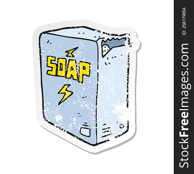 Retro Distressed Sticker Of A Cartoon Soap Box