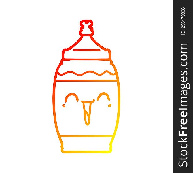 warm gradient line drawing of a cartoon happy sports drink
