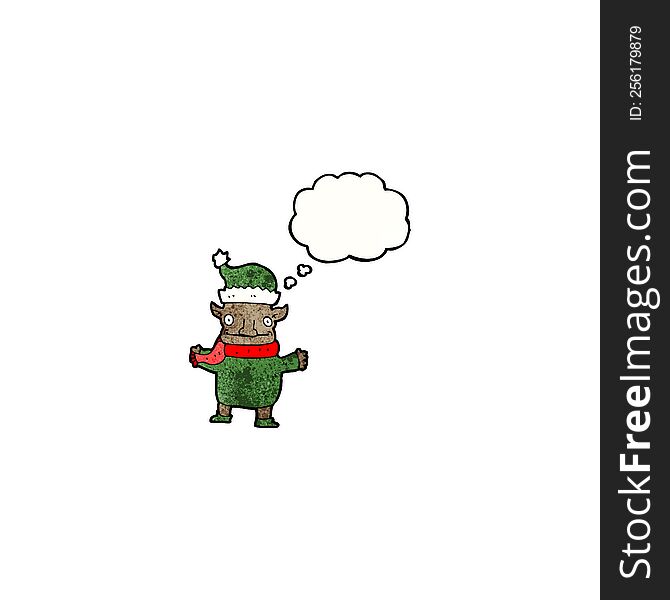 Christmas Elf With Thought Bubble