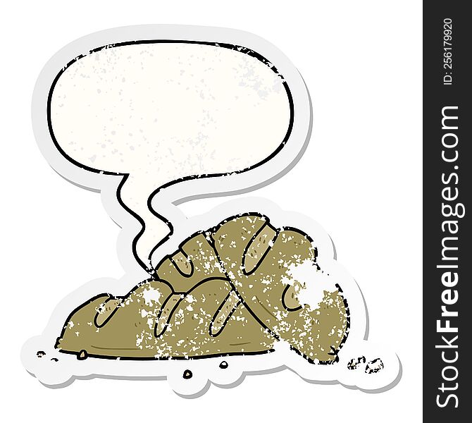 cartoon loaves of freshly baked bread and speech bubble distressed sticker