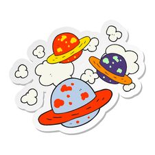 Sticker Of A Cartoon Planets Stock Photography