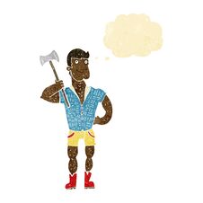 Free Cartoon Lumberjack With Thought Bubble Stock Image - 256183261
