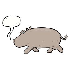Cartoon Hippopotamus With Speech Bubble Stock Photo