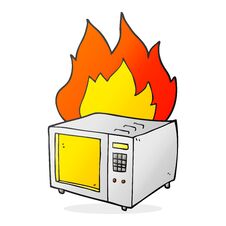 Cartoon Microwave On Fire Royalty Free Stock Photography Cartoon Microwave On Fire Royalty Free Stock Photography