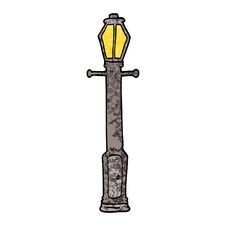 Grunge Textured Illustration Cartoon Lamp Post Royalty Free Stock Images