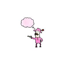 Cartoon Pink Cowboy Stock Photo