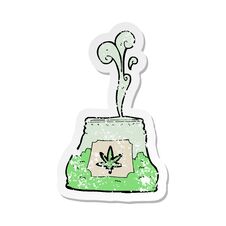 Free Retro Distressed Sticker Of A Cartoon Bag Of Weed Stock Image - 256189221
