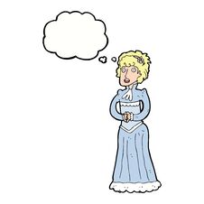Cartoon Shocked Victorian Woman With Thought Bubble Royalty Free Stock Images