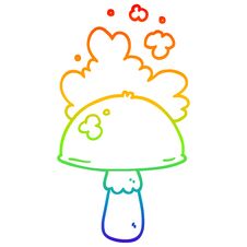 Free Rainbow Gradient Line Drawing Cartoon Mushroom With Spore Cloud Royalty Free Stock Photos - 256189758