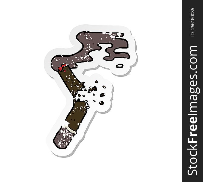 retro distressed sticker of a cartoon broken cigar