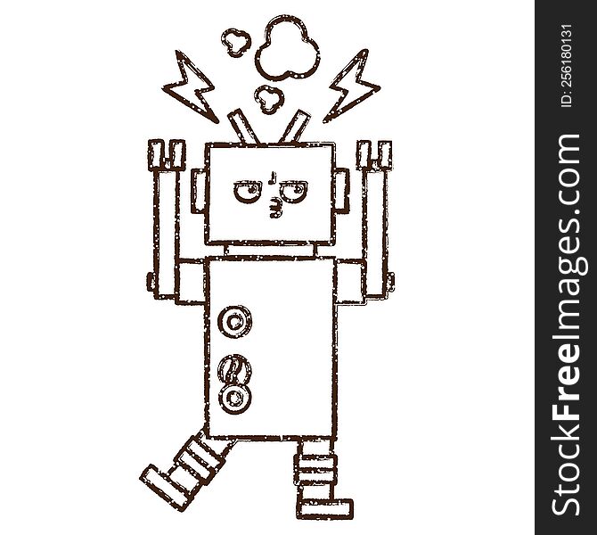 Angry Robot Charcoal Drawing