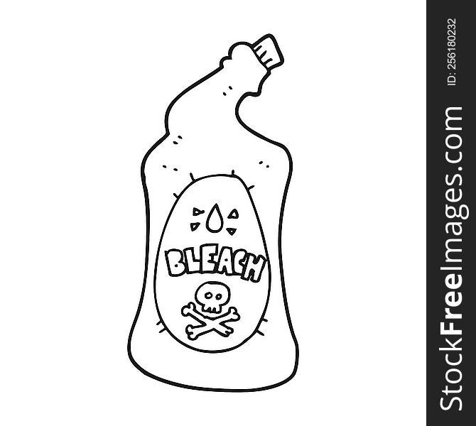 freehand drawn black and white cartoon bleach bottle