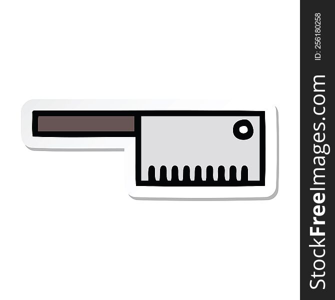 Sticker Of A Cute Cartoon Butcher Knife