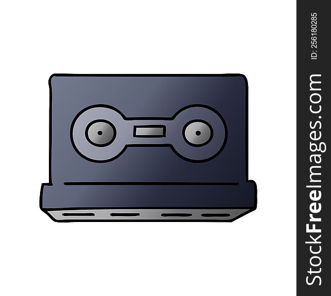 hand drawn gradient cartoon doodle of a gradient cassette tape