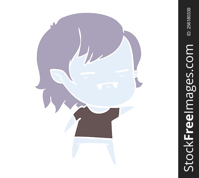 Flat Color Style Cartoon Undead Vampire Girl Pointing