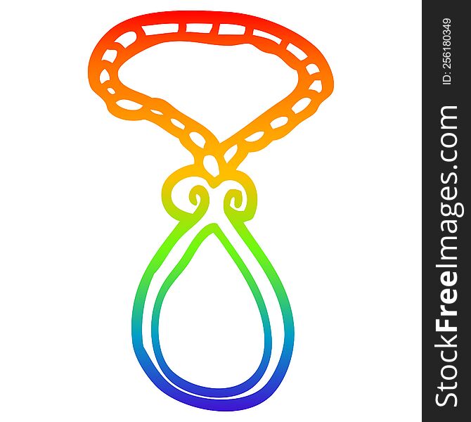 rainbow gradient line drawing of a cartoon pendant