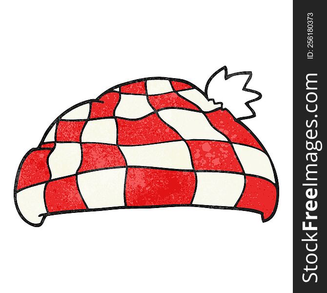 freehand textured cartoon checked hat