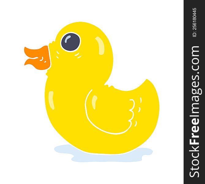 Flat Color Illustration Of A Cartoon Rubber Duck