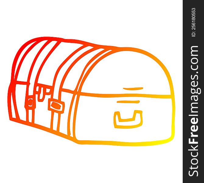 warm gradient line drawing of a cartoon travel chest