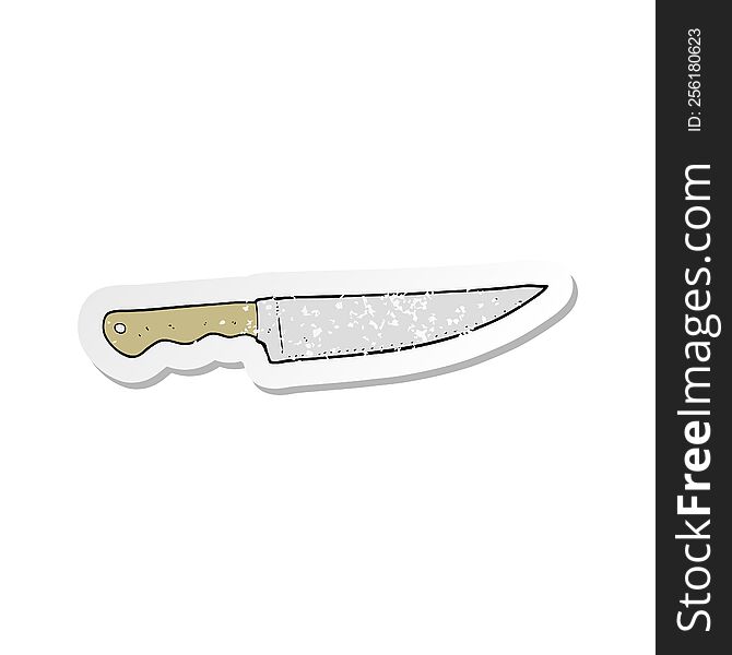 retro distressed sticker of a cartoon kitchen knife