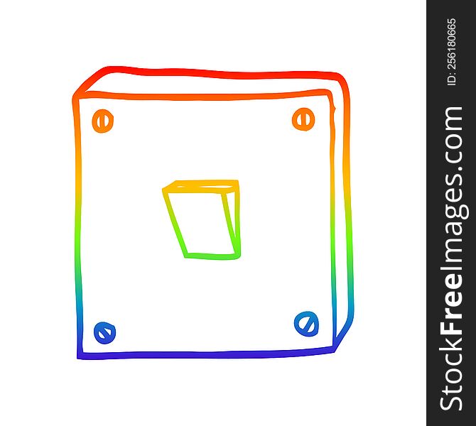 rainbow gradient line drawing of a cartoon light switch