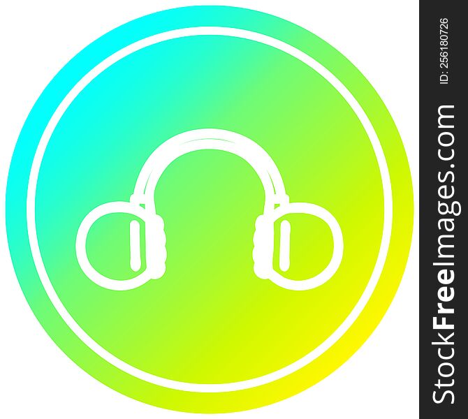 music headphones circular icon with cool gradient finish. music headphones circular icon with cool gradient finish