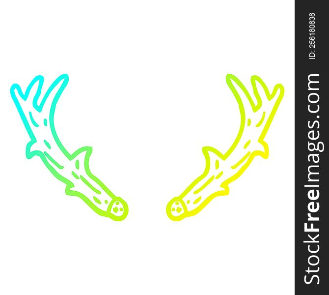 Cold Gradient Line Drawing Cartoon Antlers