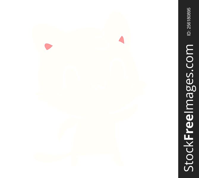 Flat Color Style Cartoon Happy Cat