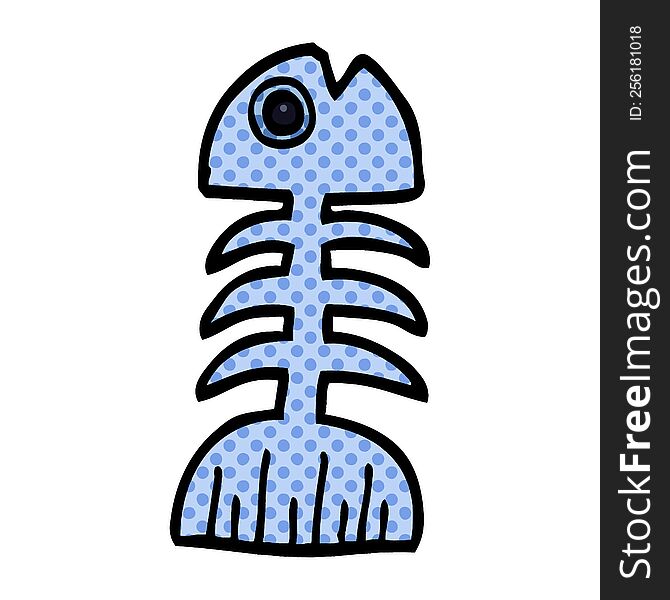 cartoon doodle fish bones