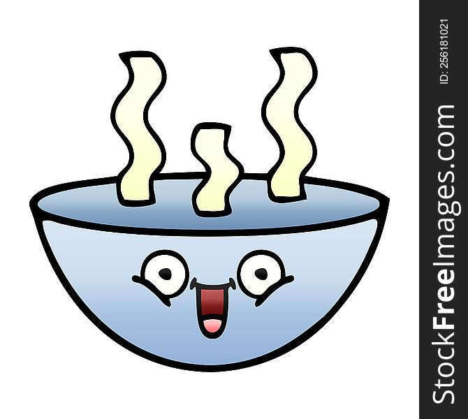 gradient shaded cartoon of a bowl of hot soup