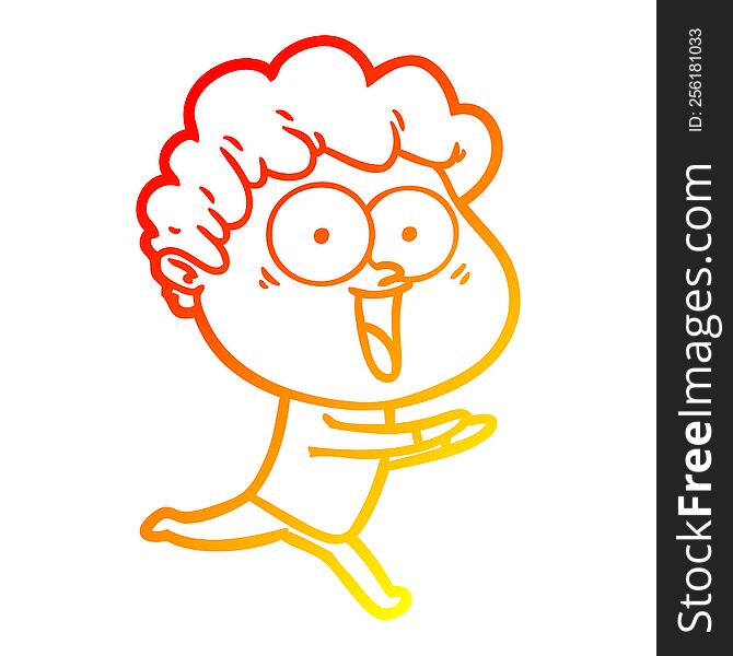 warm gradient line drawing of a excited man cartoon