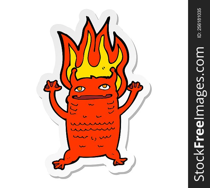 Sticker Of A Cartoon Little Monster
