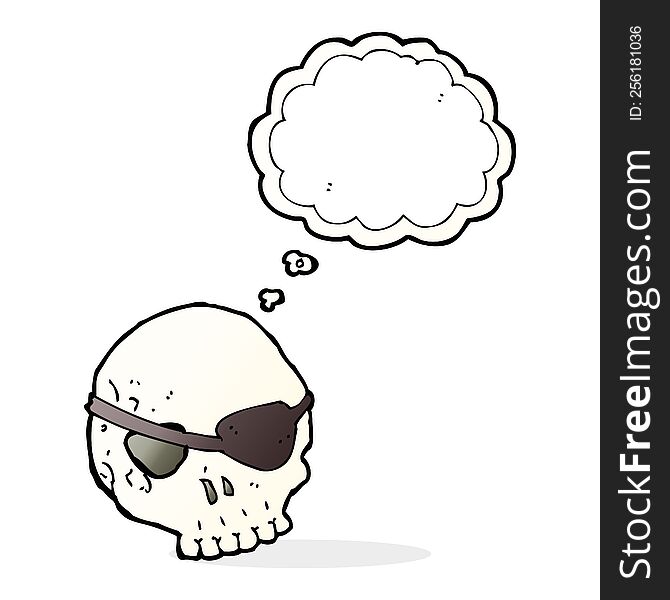 Cartoon Skull With Eye Patch With Thought Bubble