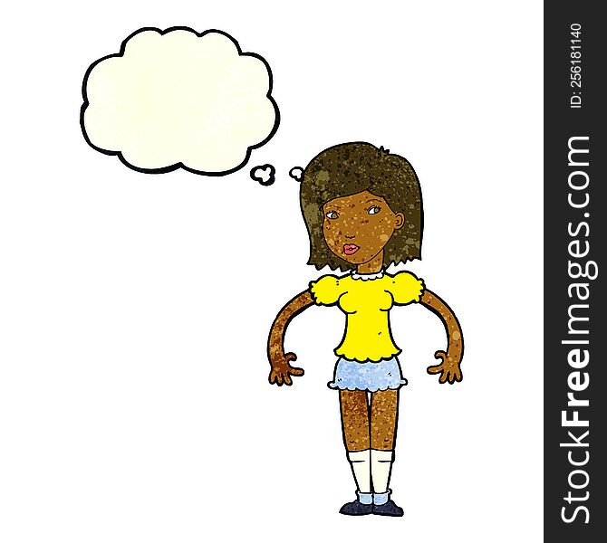 Cartoon Woman Looking Sideways With Thought Bubble