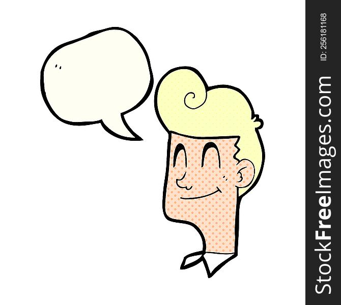 Comic Book Speech Bubble Cartoon Smiling Man