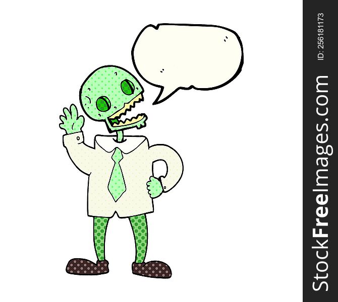 freehand drawn comic book speech bubble cartoon zombie businessman