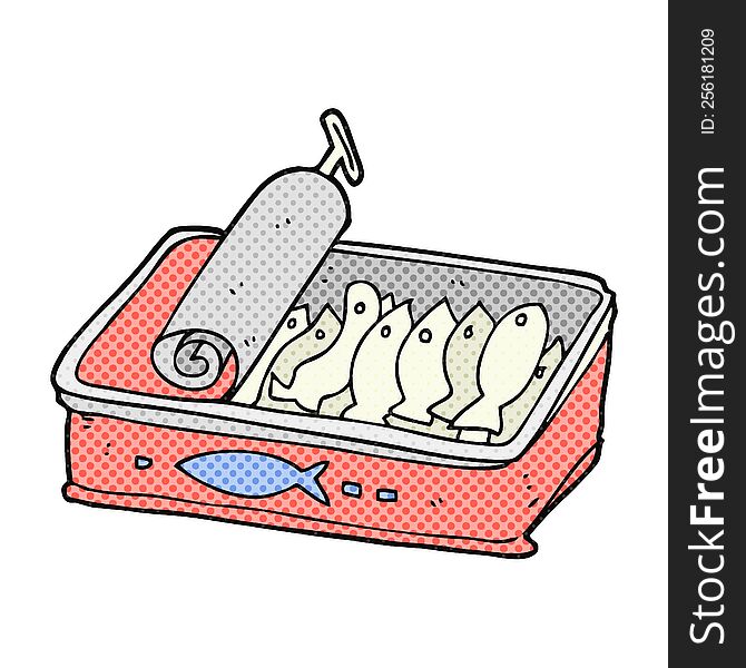 freehand drawn cartoon can of sardines