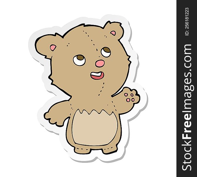 Sticker Of A Cartoon Happy Little Teddy Bear