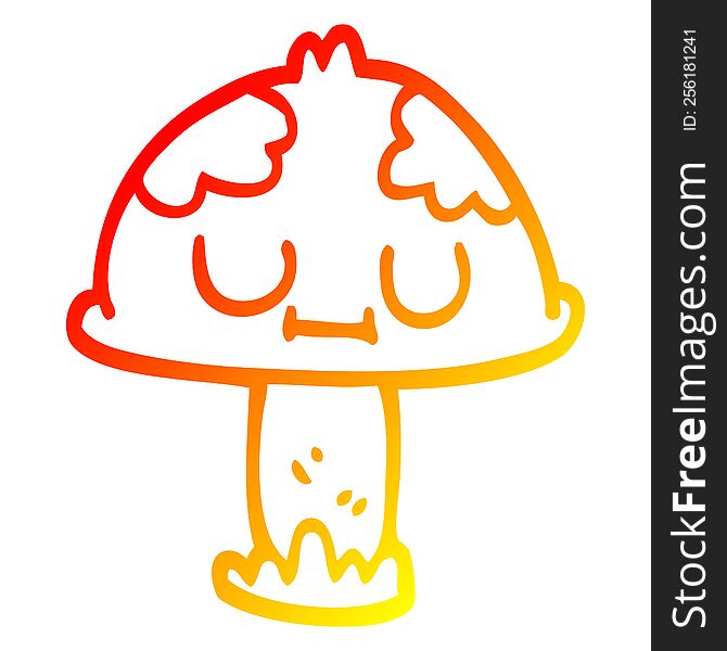 warm gradient line drawing of a cartoon poisonous toadstool