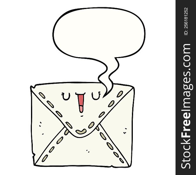 Cartoon Envelope And Speech Bubble