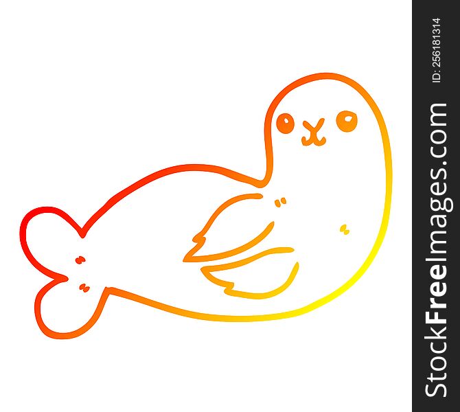warm gradient line drawing of a cartoon seal