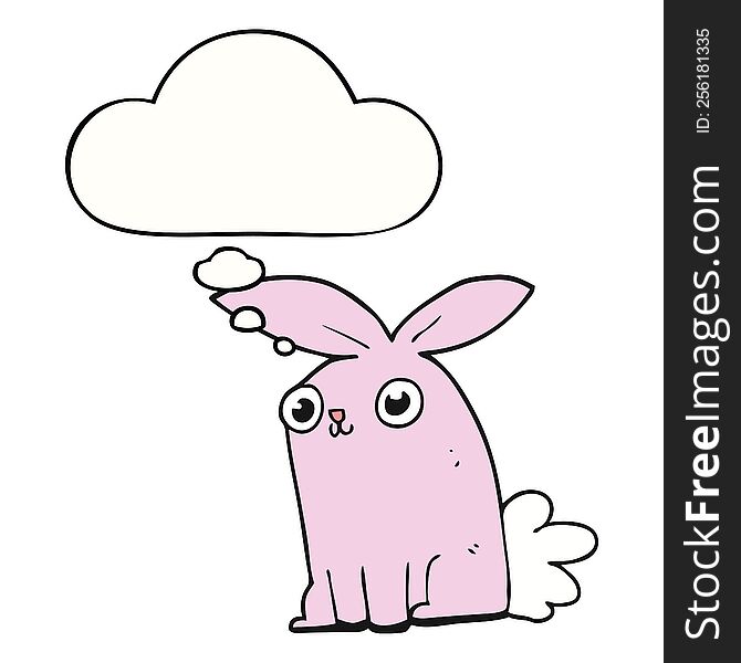 cartoon bunny rabbit with thought bubble. cartoon bunny rabbit with thought bubble