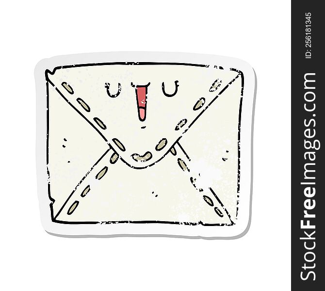 distressed sticker of a cartoon envelope
